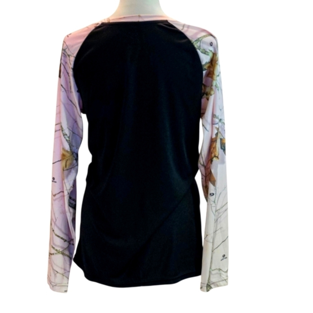 Mossy Oak Pink and Black Camo Long Sleeve Top Lightweight Women's XL - Picture 3 of 11